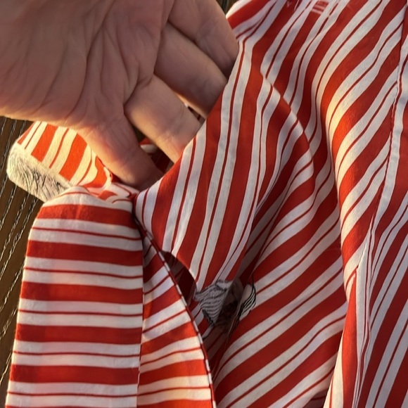 Zara Woman long sleeved red and white striped top with herons. Size Small. - Picture 4 of 8